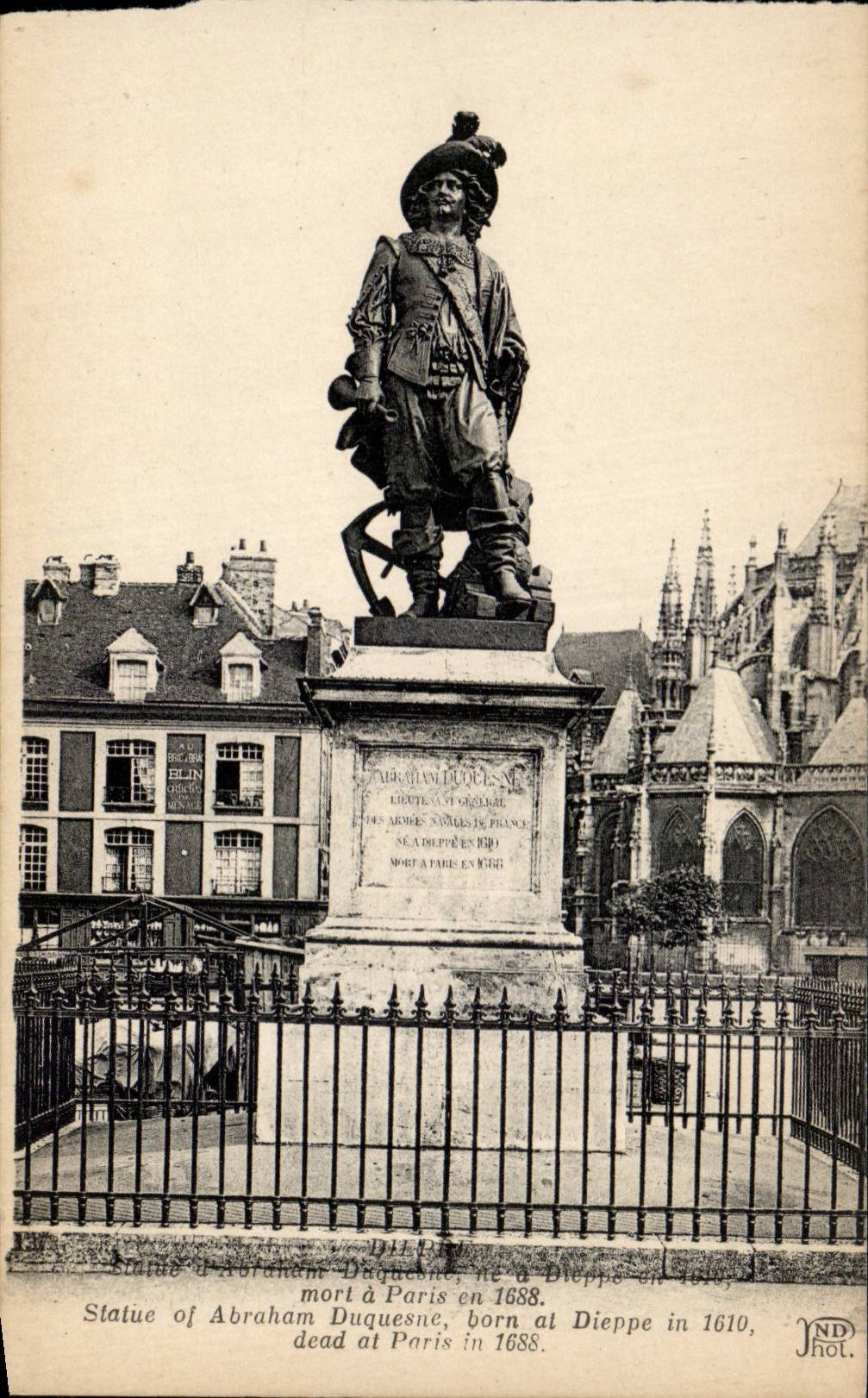 CPA Dieppe Statue of Duquesne