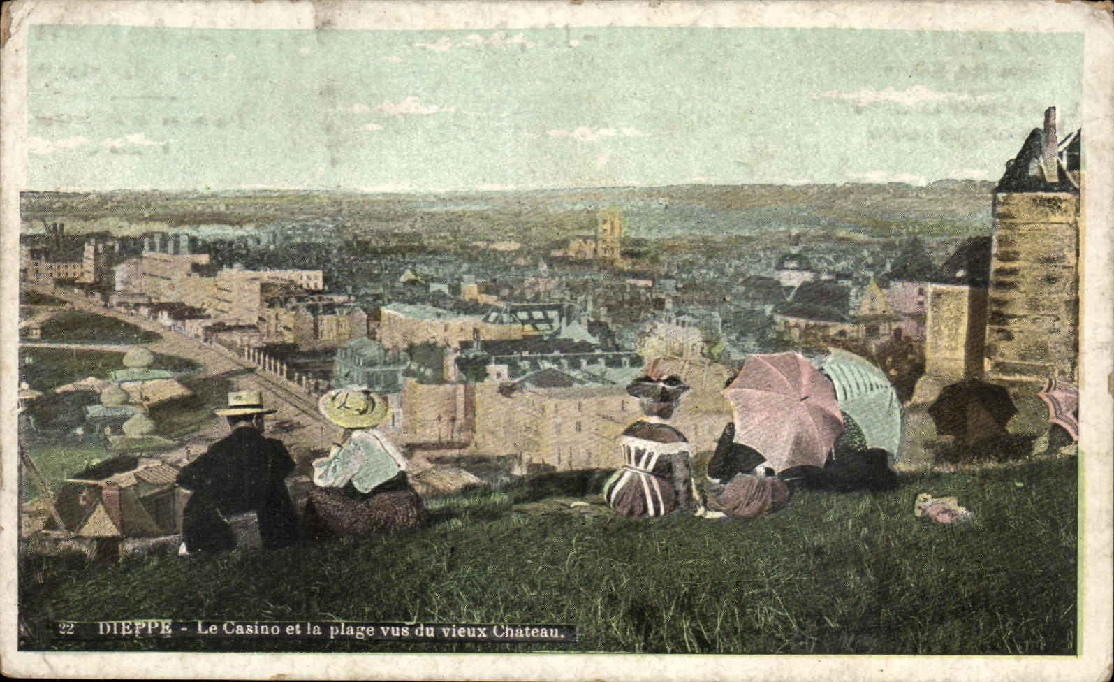 CPA Dieppe the casino and the beach seen of the old castle
