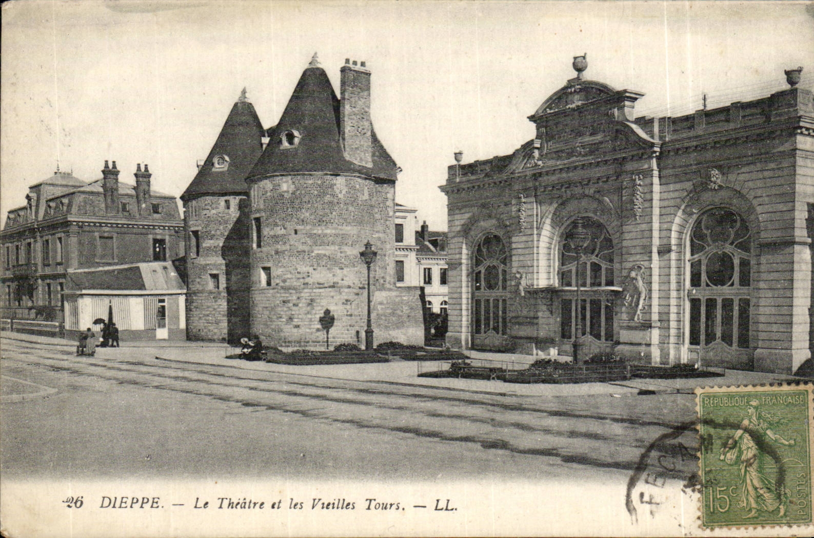 Dieppe CPA the theater and the old women towers