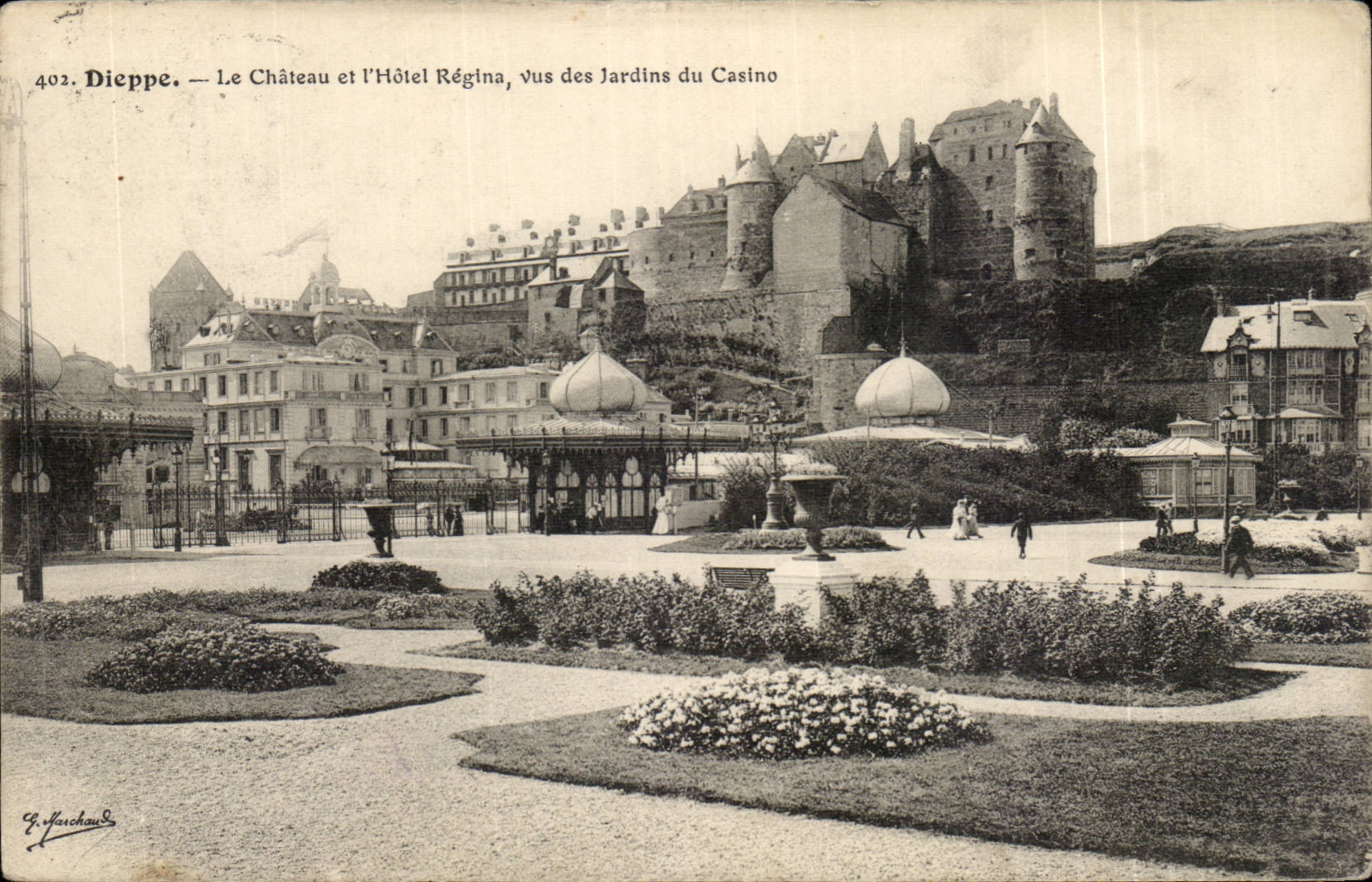 Dieppe CPA the castle and the Regina hotel seen of the gardens of the casino