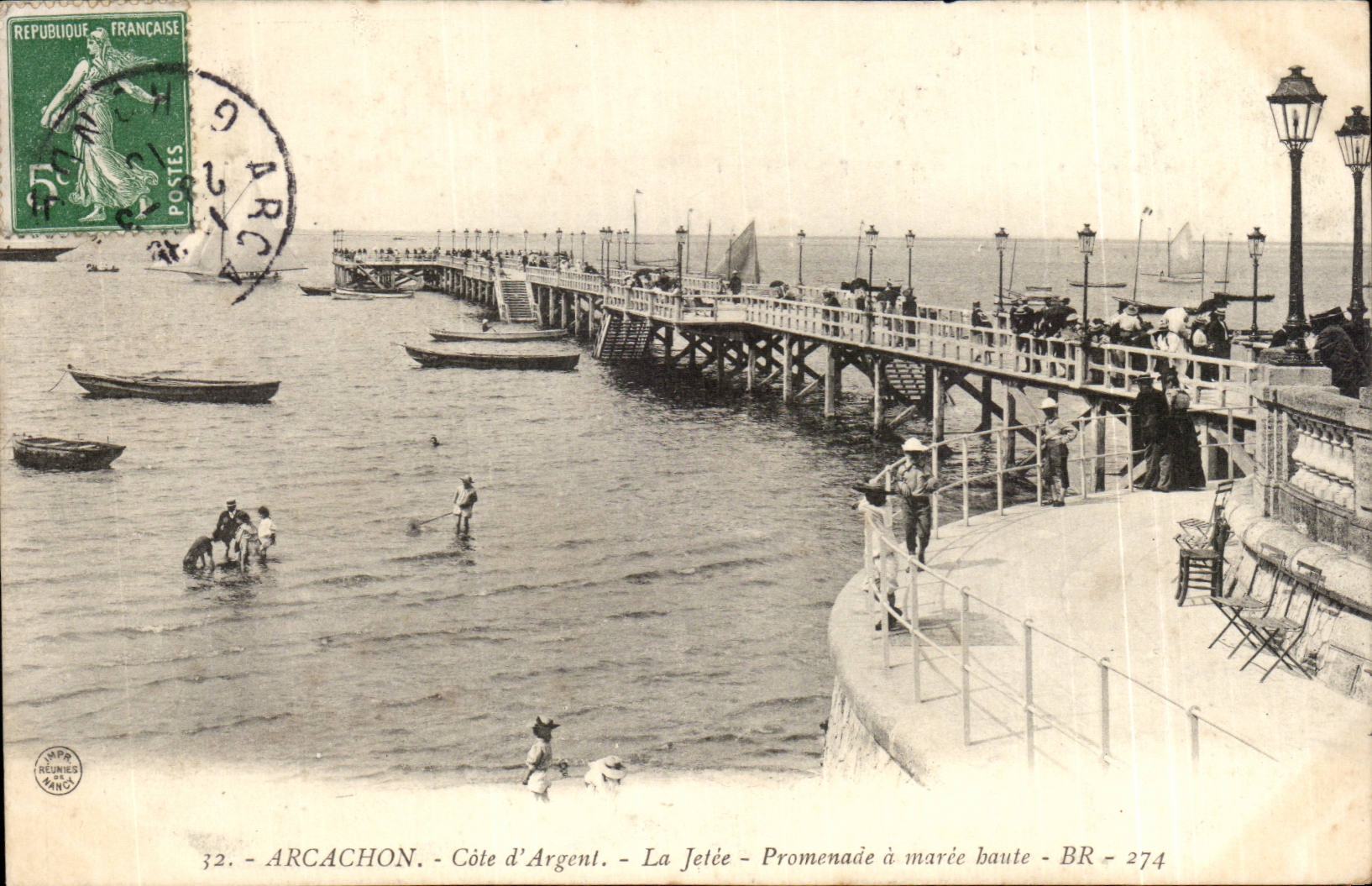 CPA Arcachon La jetee Promenade a maree haute