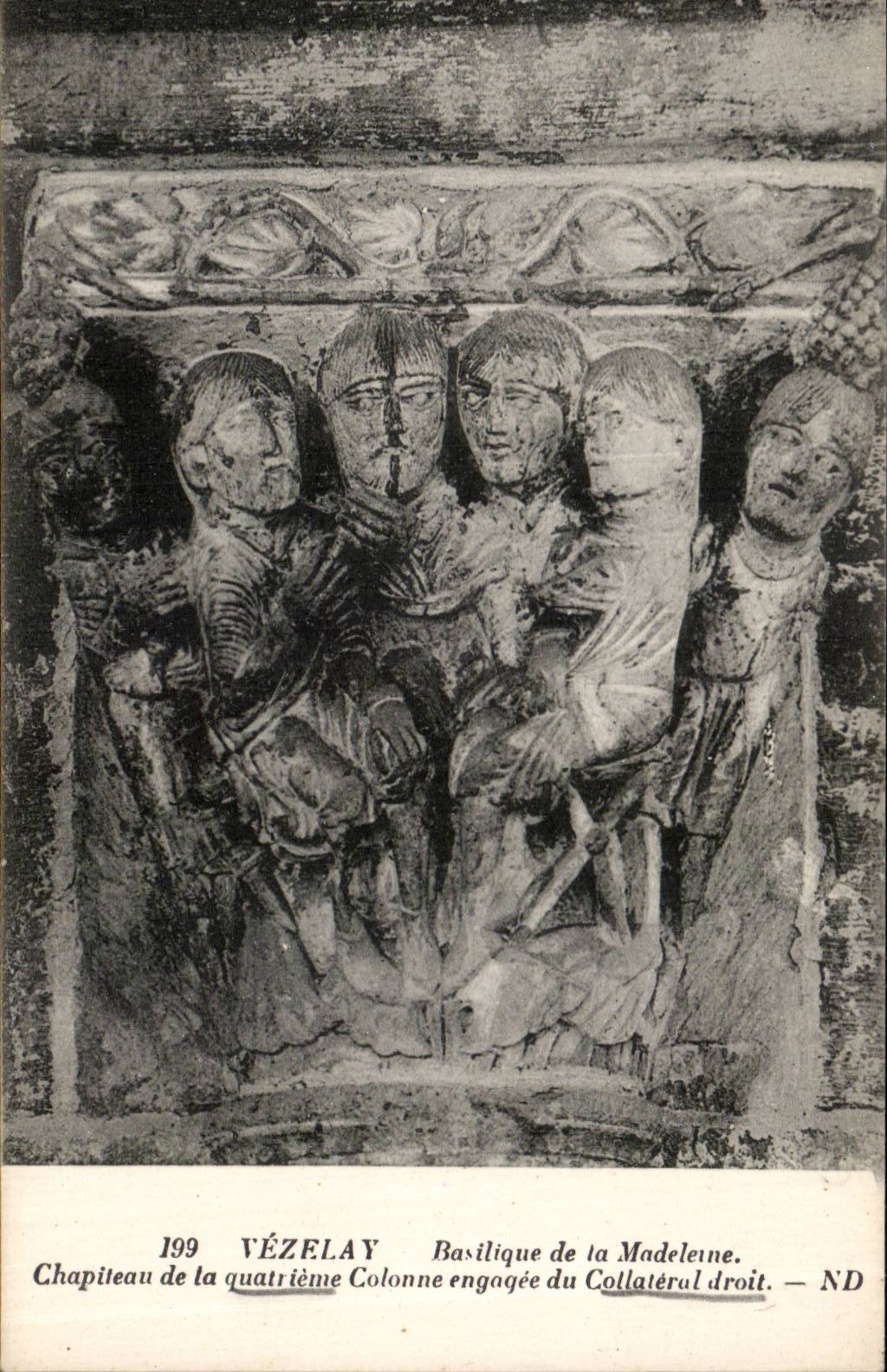 CPA Vezelay Basilica of the Madeleine Capital of the 4th column imbedded with the collateral right