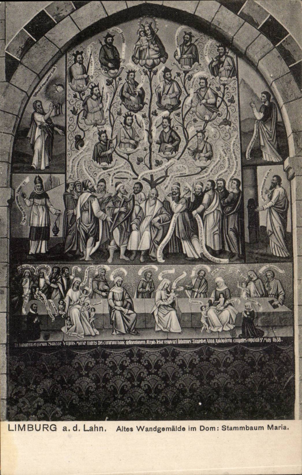 CPA Limburg has D Lahn Altes Wandgemade im Dom Stammbaum Marie