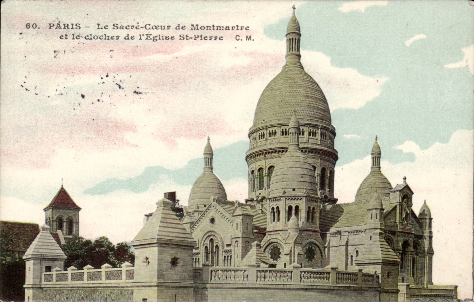 CPA Paris Sacre Coeur de montmartre et le clocher de l'eglise st pierre
