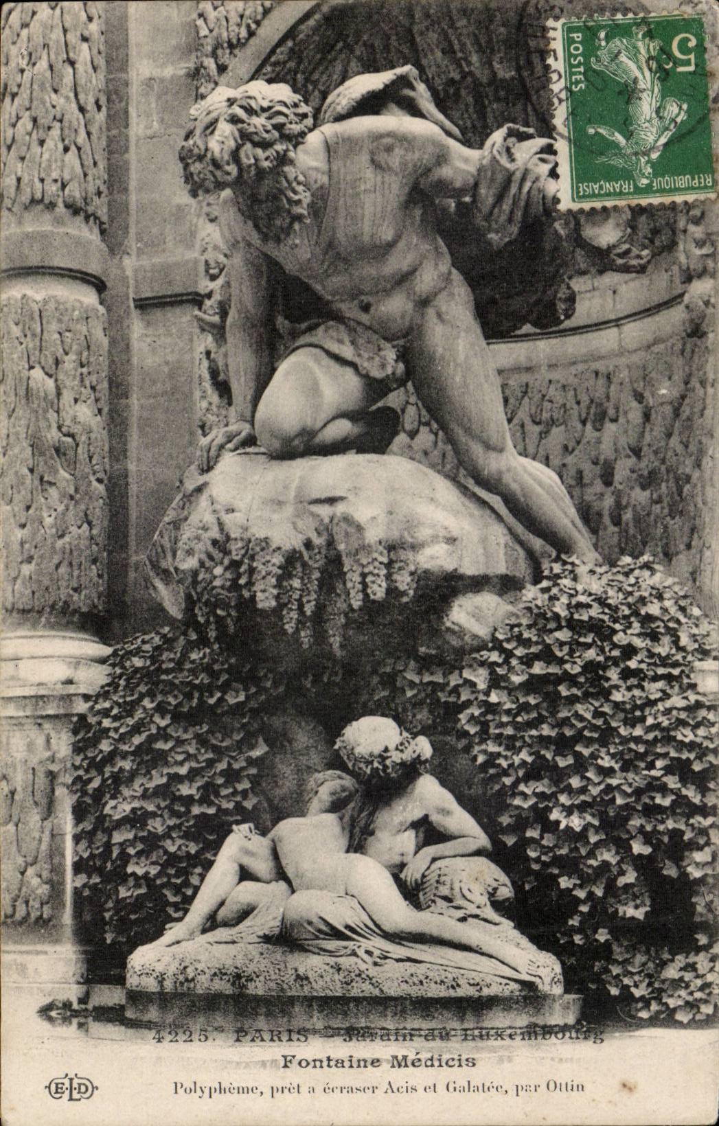 CPA Paris Fountain Medicis Garden of Luxembourg