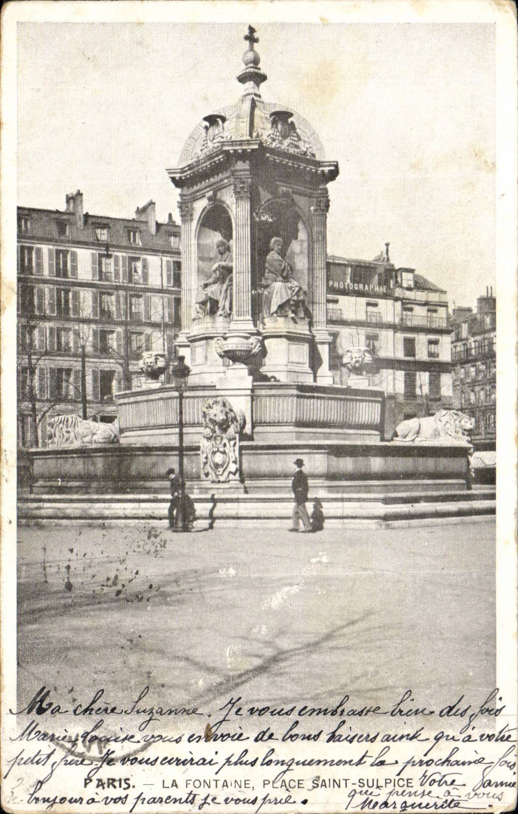 Paris CPA La fontaine Place de St Sulpice