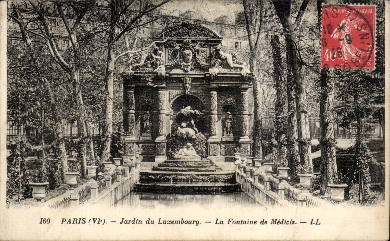 Paris CPA Garden of Luxembourg the fountain of medicis