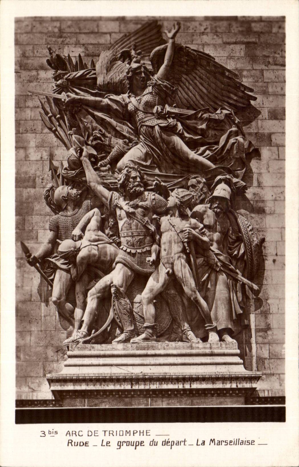 Paris CPA Arc de Triomphe Hard the starting group the Marseillaise