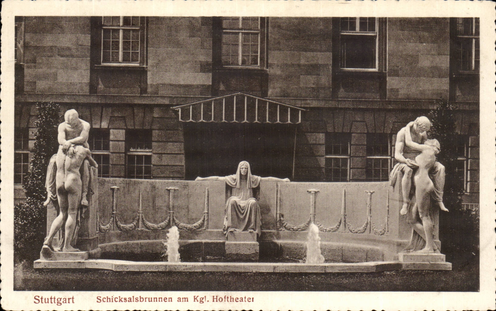 CPA Stuttgart Schicksalsbrunnen amndt Kgl Hofttheater