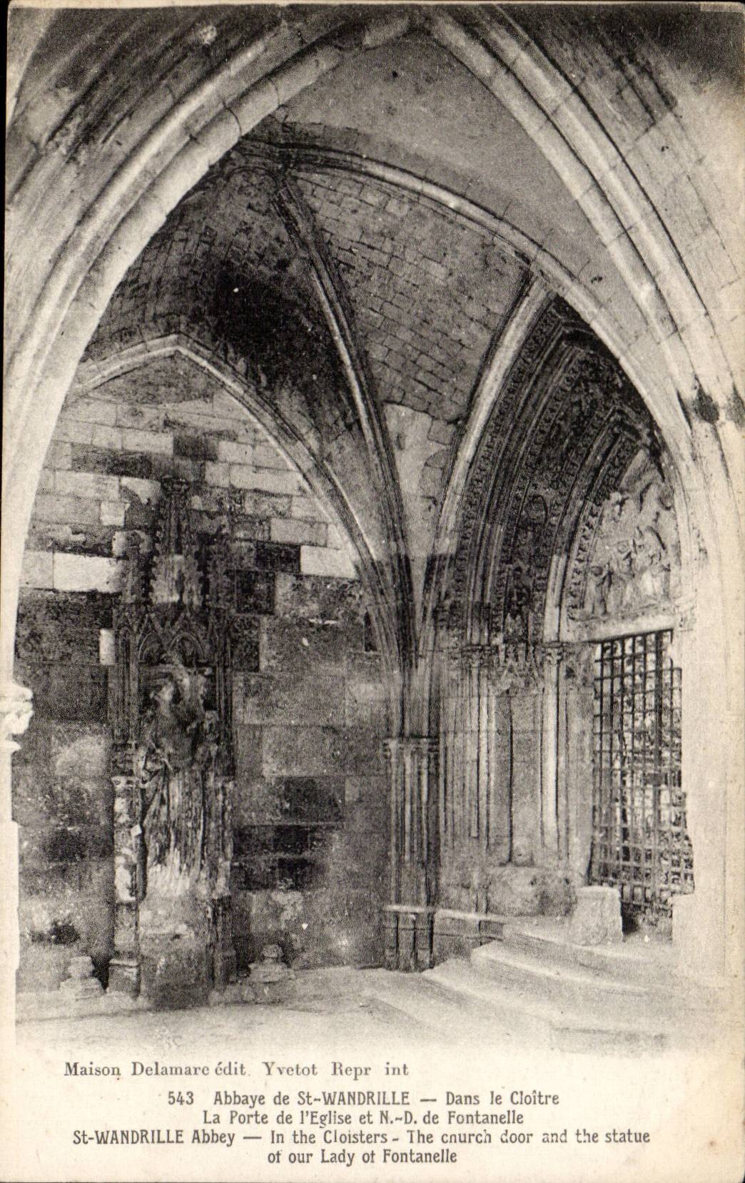 CPA Abbey of St Wandrille In the cloister the door of the ND church of Fontanelle