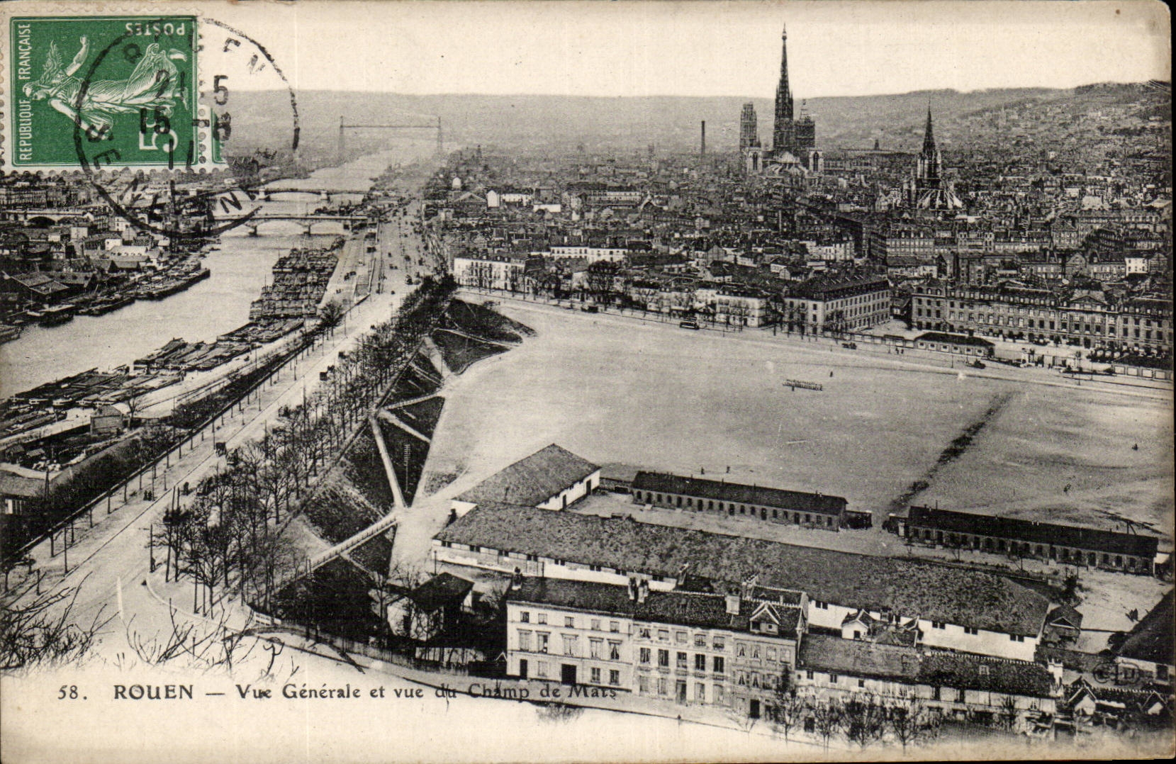 CPA Rouen View and seen field of Mars