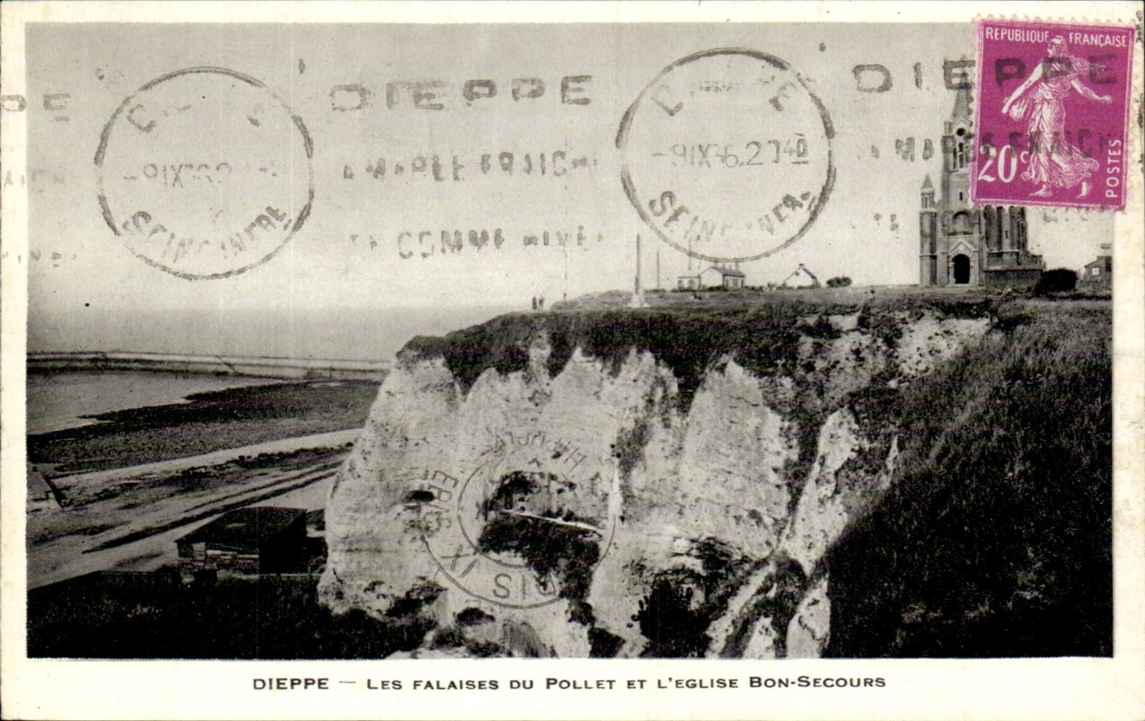 CPA Dieppe cliffs of Pollet and the church good Help