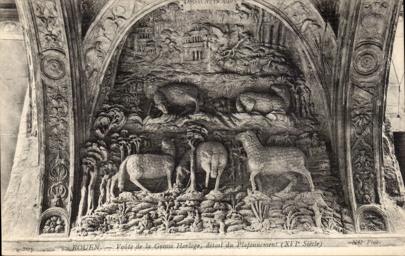 CPA Rouen Arches large clock detail of the levelling off