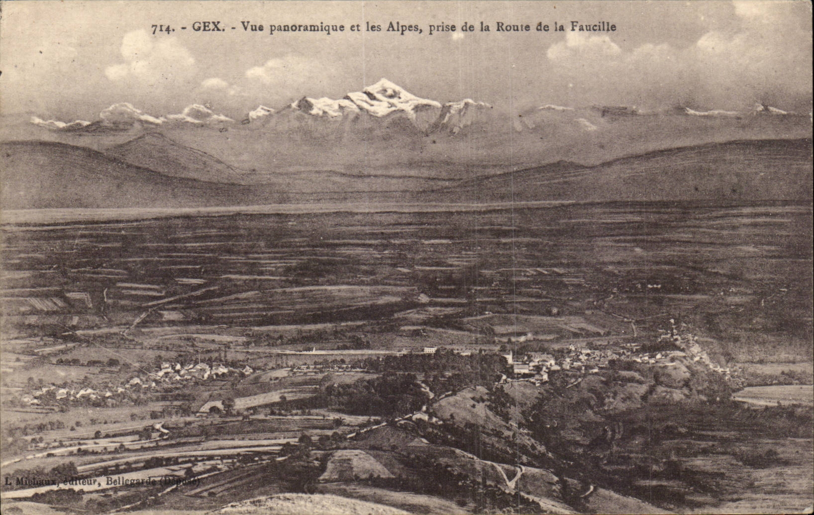 CPA Gex Panoramic View and the Alps taken of the road of the Sickle