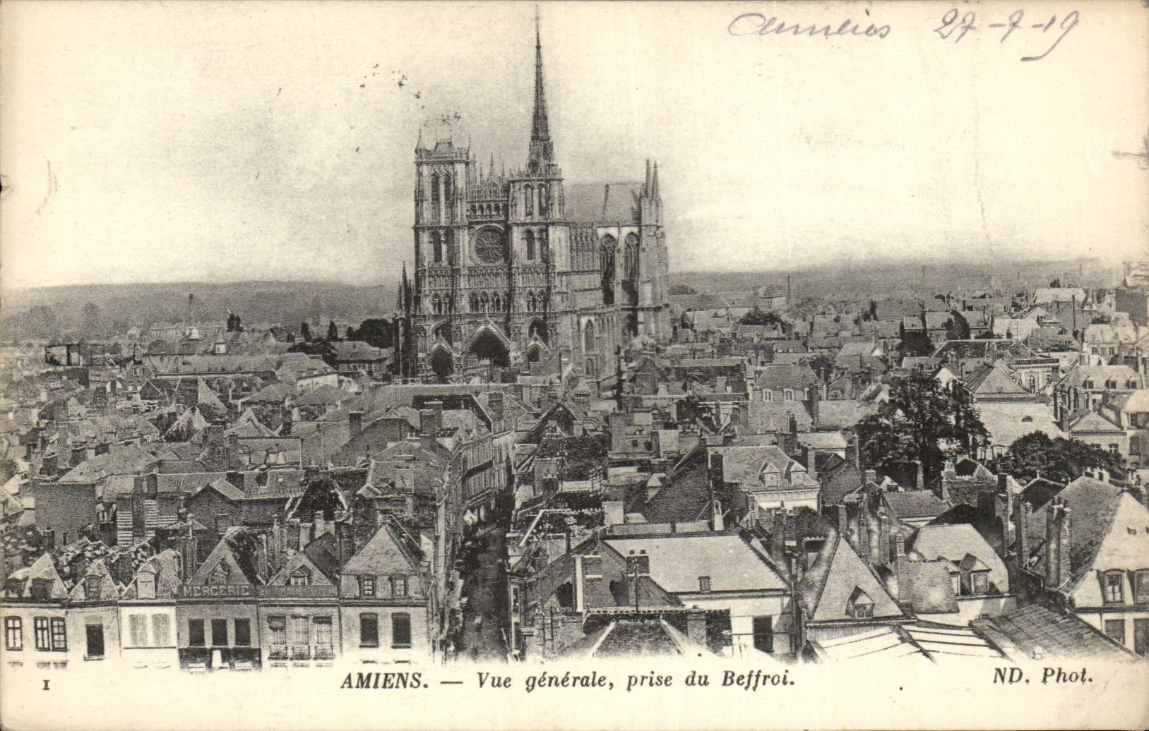 CPA Amiens View taken of the belfry