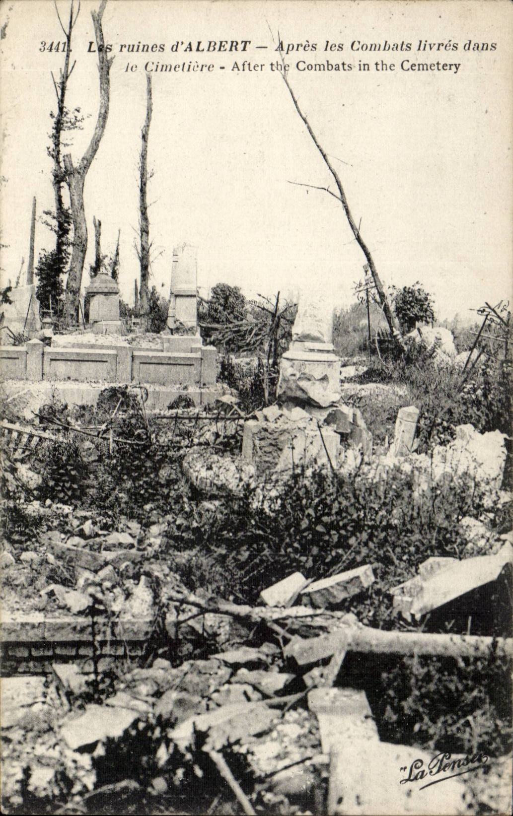 CPA ruins of Albert After the combat books in the cemetery