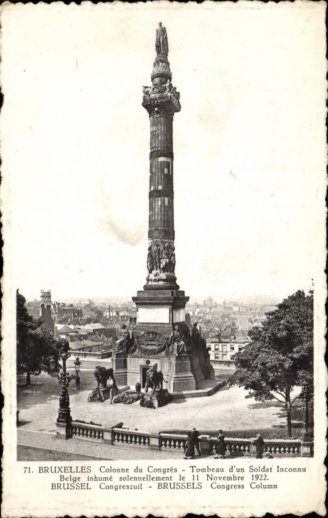 CPA Brussels Column of the Congers Tomb of the Belgian unknown soldier