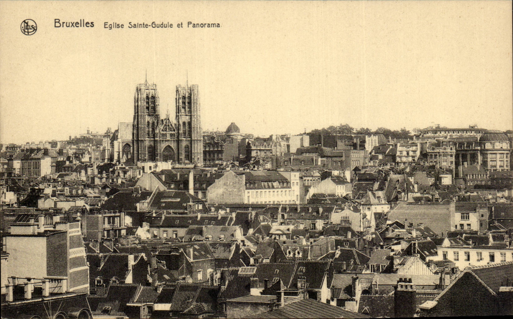 CPA Brussels Church Sainte Gudule and panorama