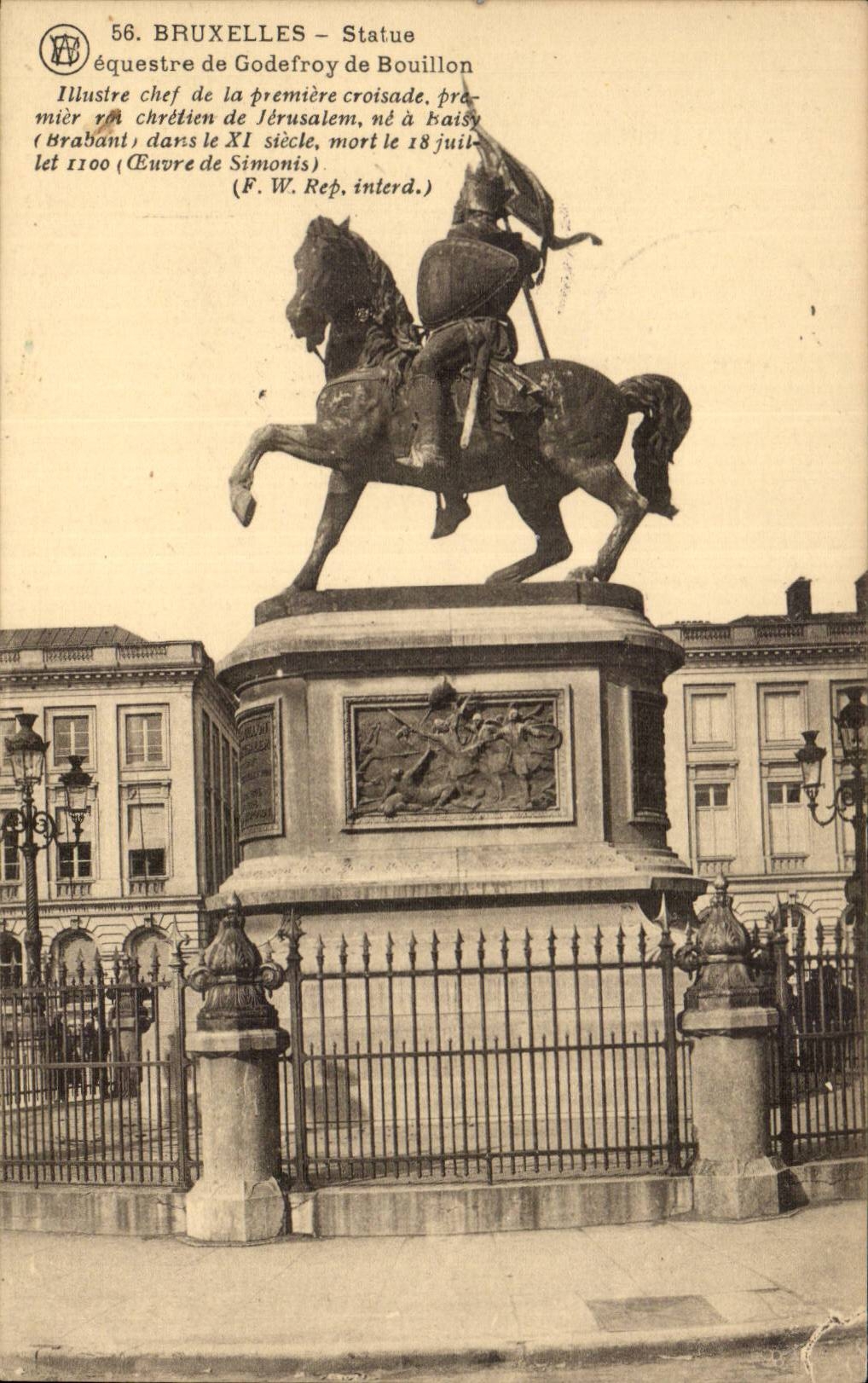CPA Brussels Statue equestrian of Godefroy de Bouillon