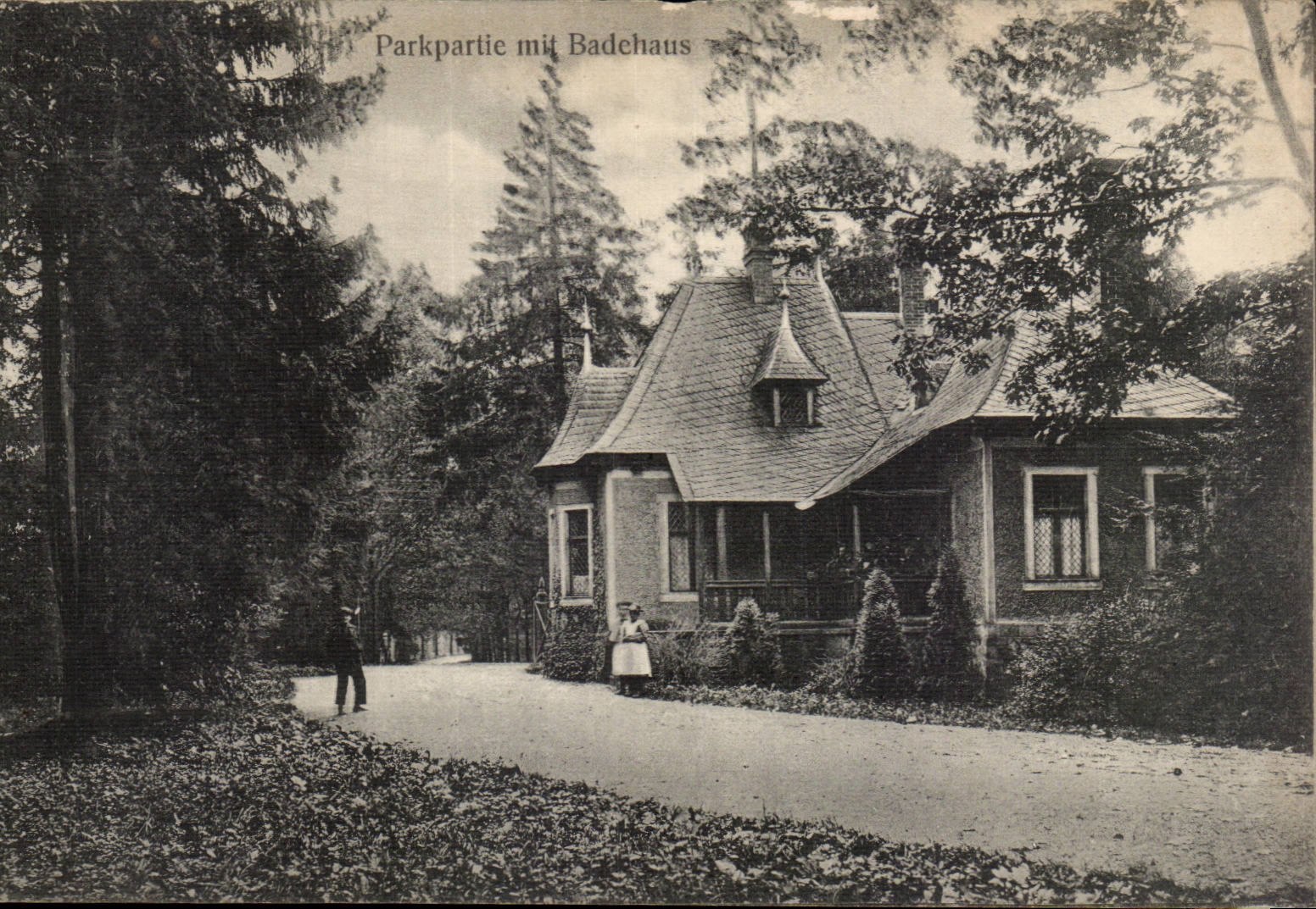 CPA Parkpartie mit Badehaus