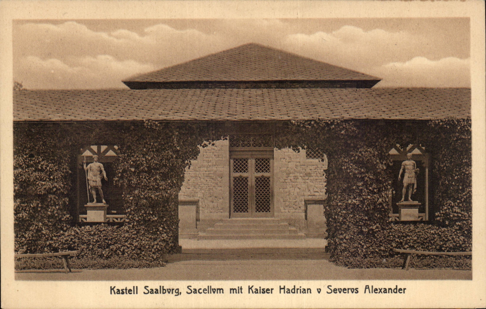 CPA kastell Saalburg Sacellum put Kaiser Hadrian v Severus Alexander