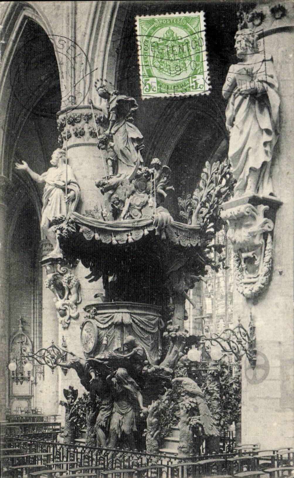 CPA Brussels the pulpit of co Gudule