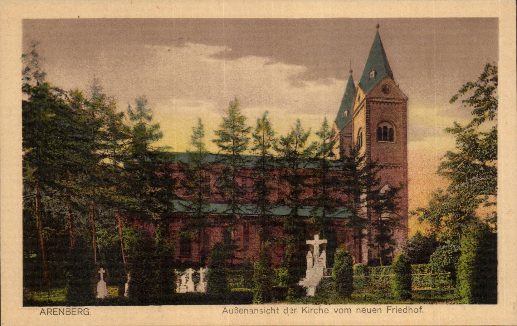 CPA Arenberg Aussenansicht der kirche vom neuen Friedhof