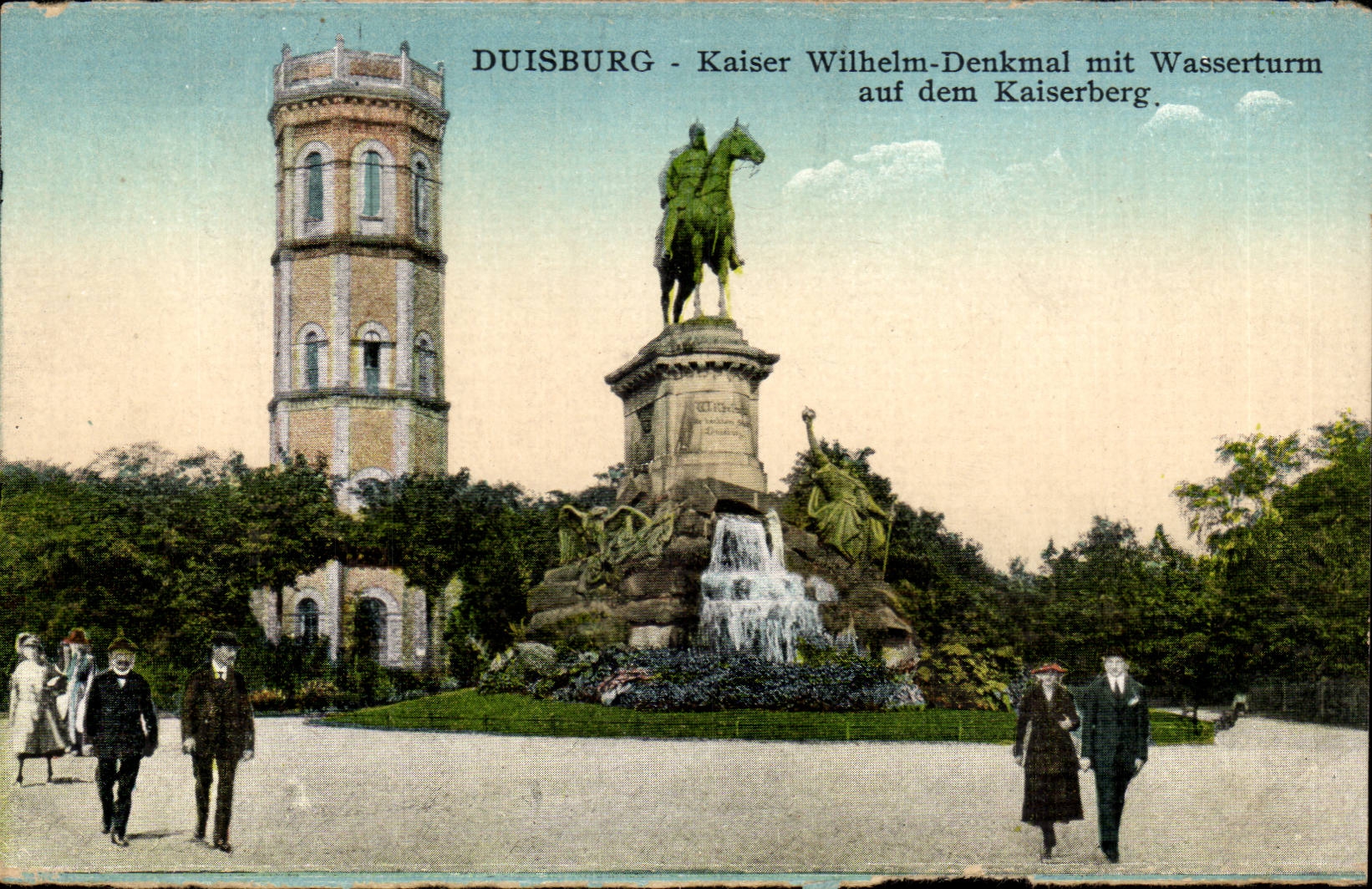 CPA Dusiburg Kaiser Wilhelm Denkmal put Wasserturm auf dem Kaiserberg