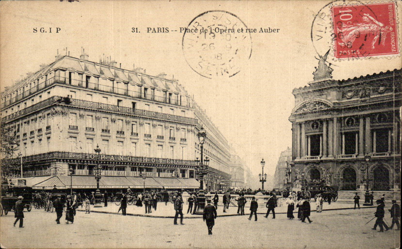 CPA Paris Place de l'Opera et rue Auber