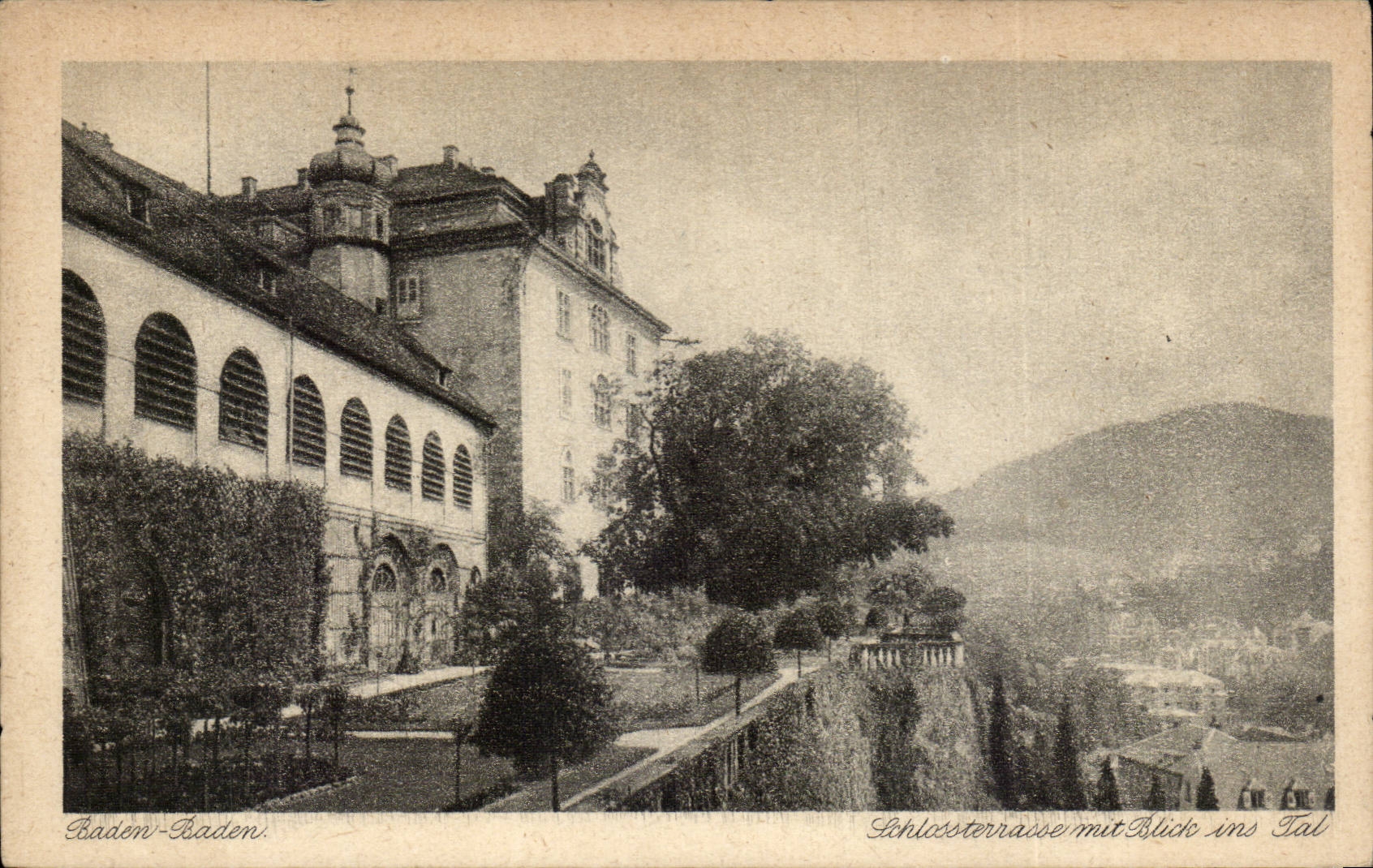 CPA Baden Baden Schlossterrasse put Blick ins Tal