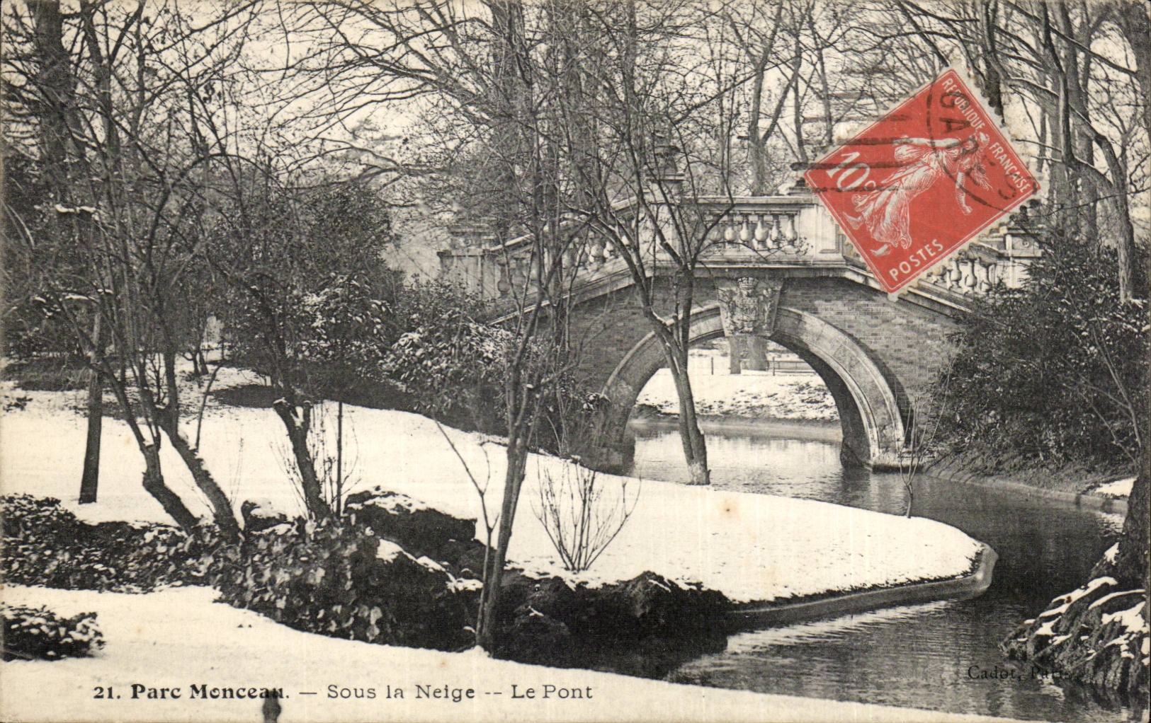 Paris - 8 - Park Heap - Under Snow - the Bridge - CPA