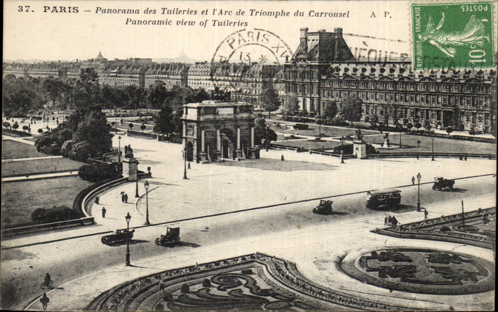 Paris - Panorama des Tuileries et L'Arc de Triomphe du Carrousel - CPA