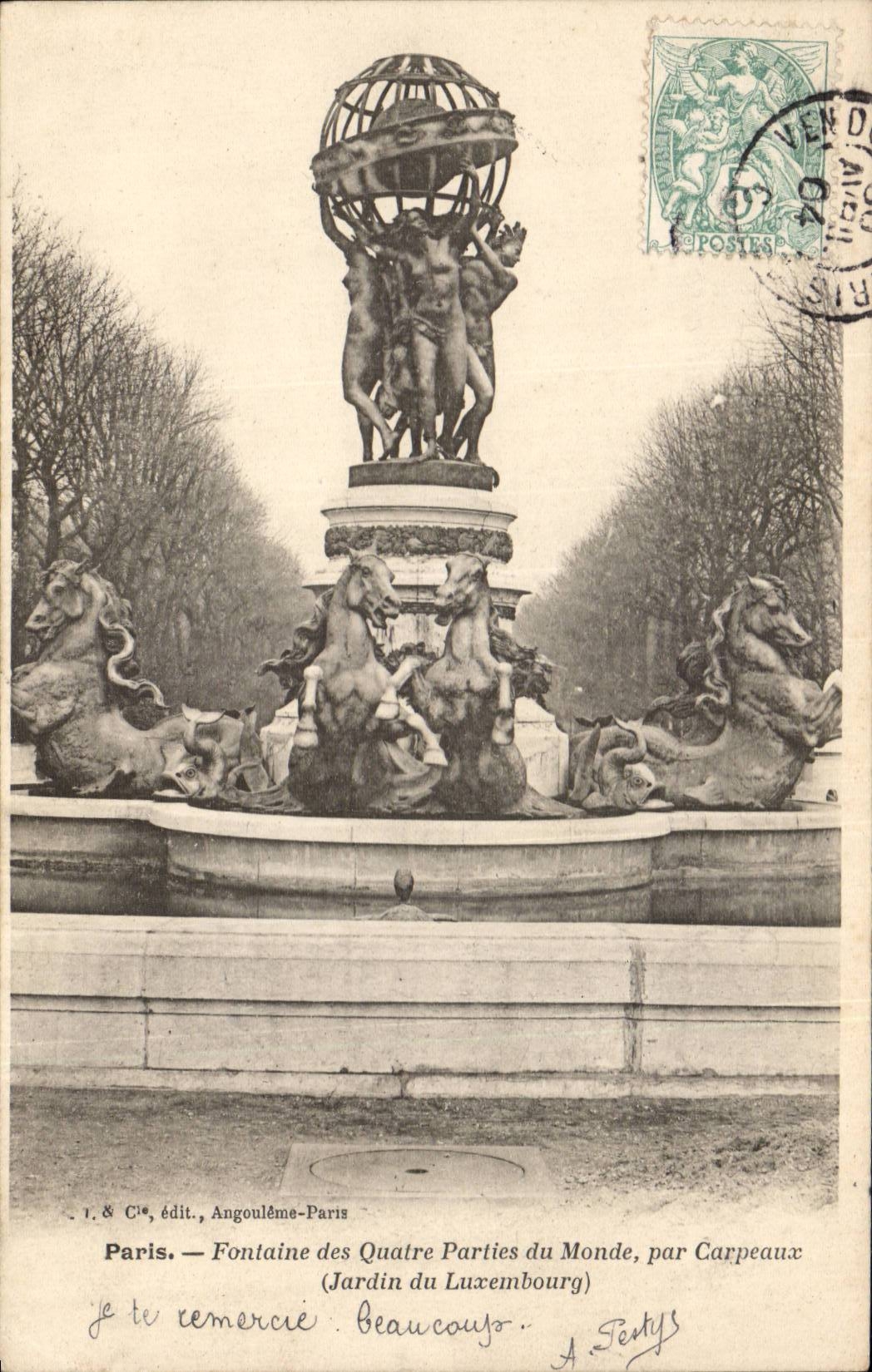 Paris - 6 - the Palate of Luxembourg - Carpeaux Fountain - CPA