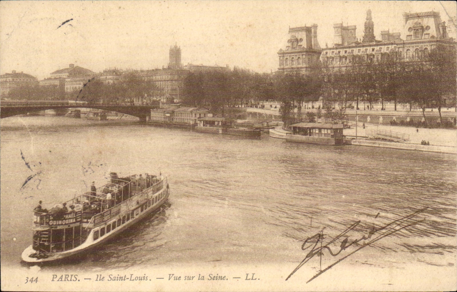 Paris - 1 - Vue sur la Seine - Ile Saint Louis - CPA