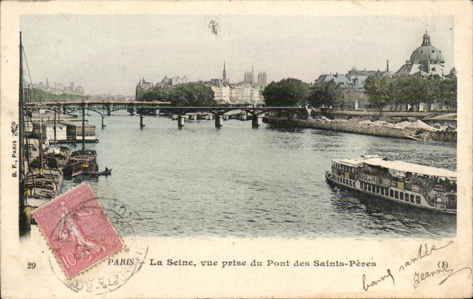 Paris - 1 - Vue sur la Seine - Vue prise du pont des Saints Peres - CPA 