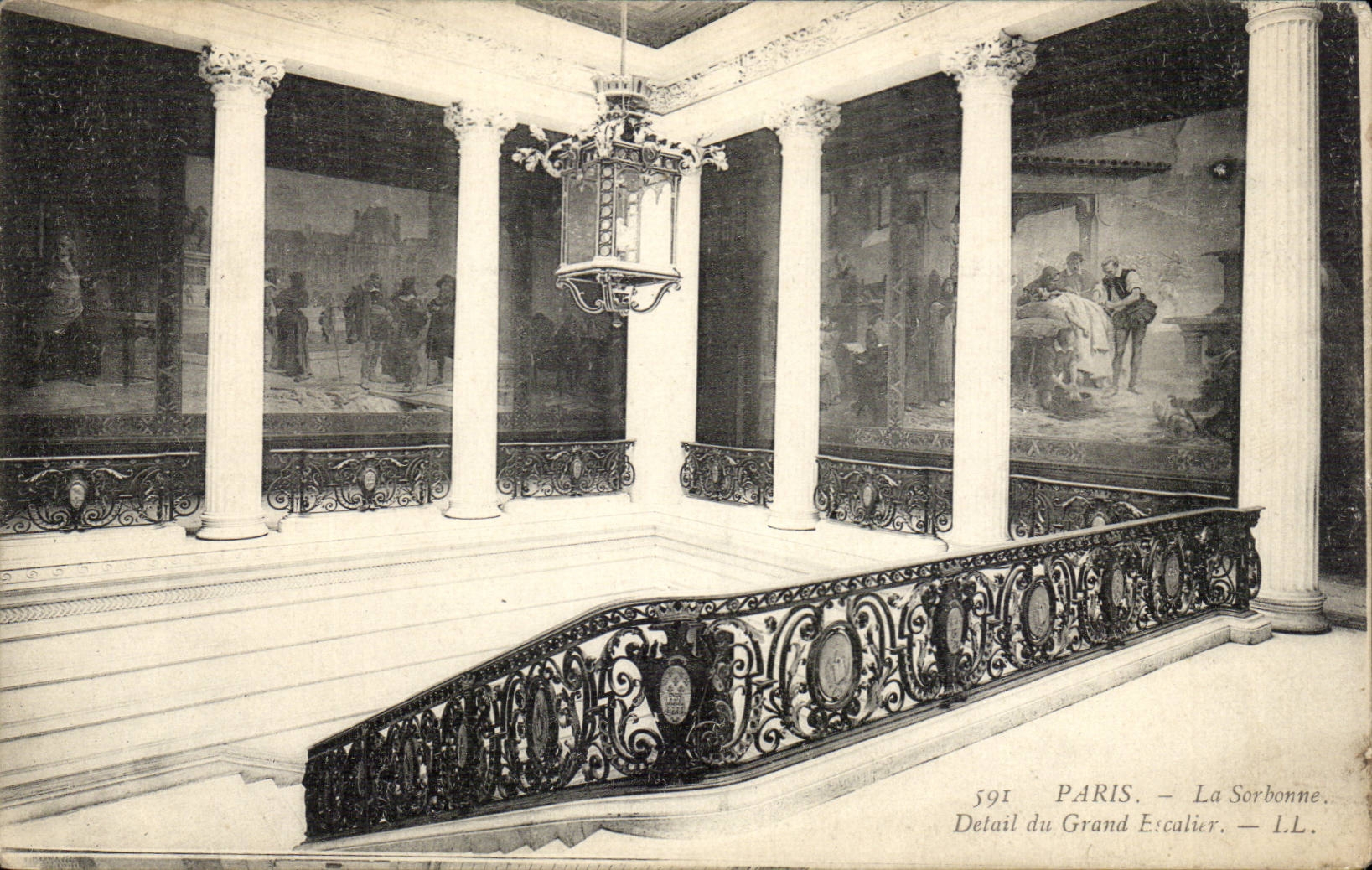 Paris - 5 - Sorbonne - Detail of the Large Staircase - CPA