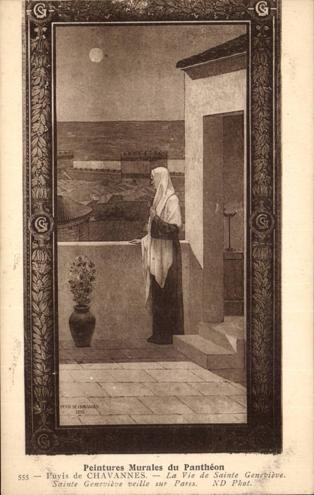 Paris 5 - Mural of the Pantheon CPA