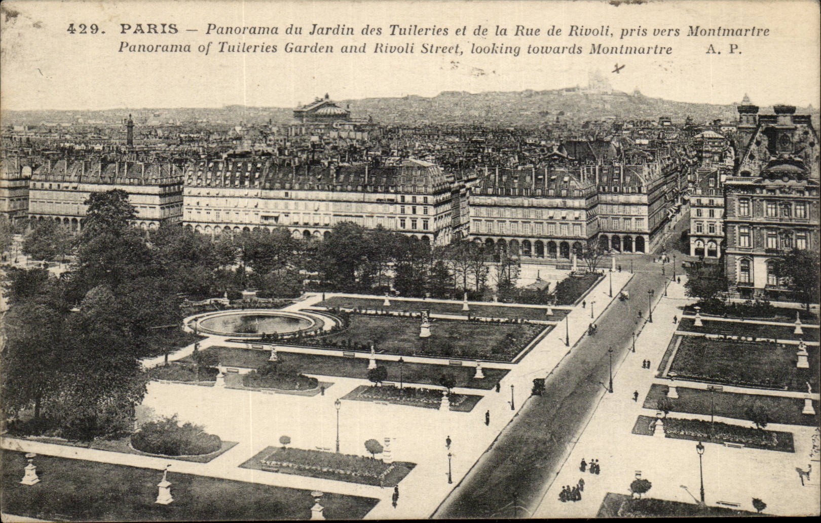 Paris - 1 - Panorama du Jardin des Tuileries et de la rue de Rivoli - CPA 