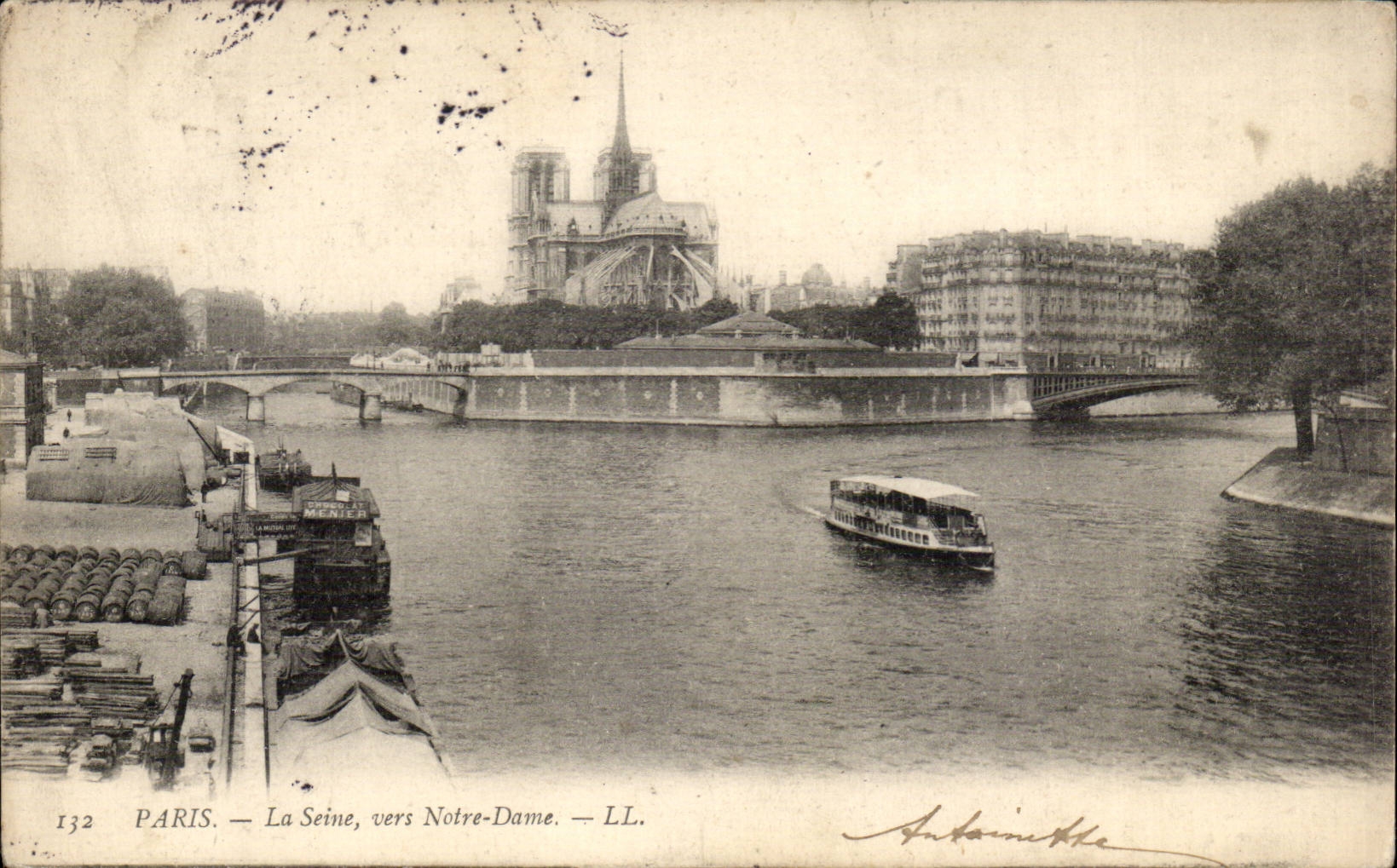 Paris - 4 - La Seine vers Notre Dame - CPA