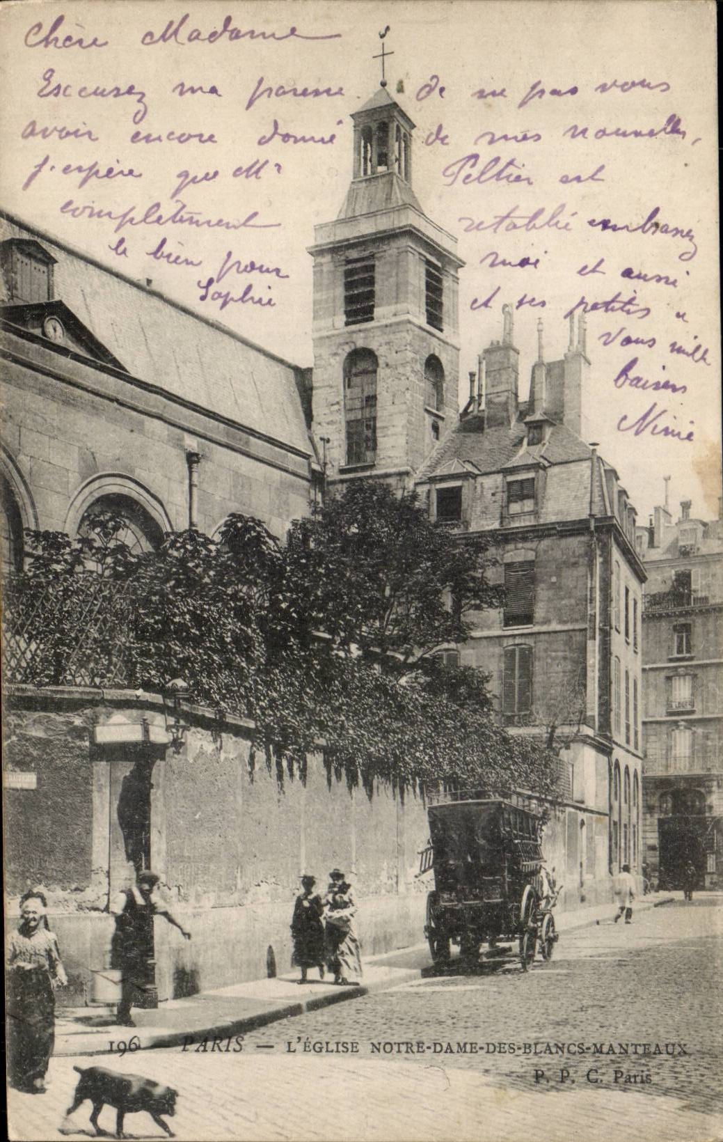 Paris - 3 - Notre Dame Church of the White Coats - dog - dog - CPA
