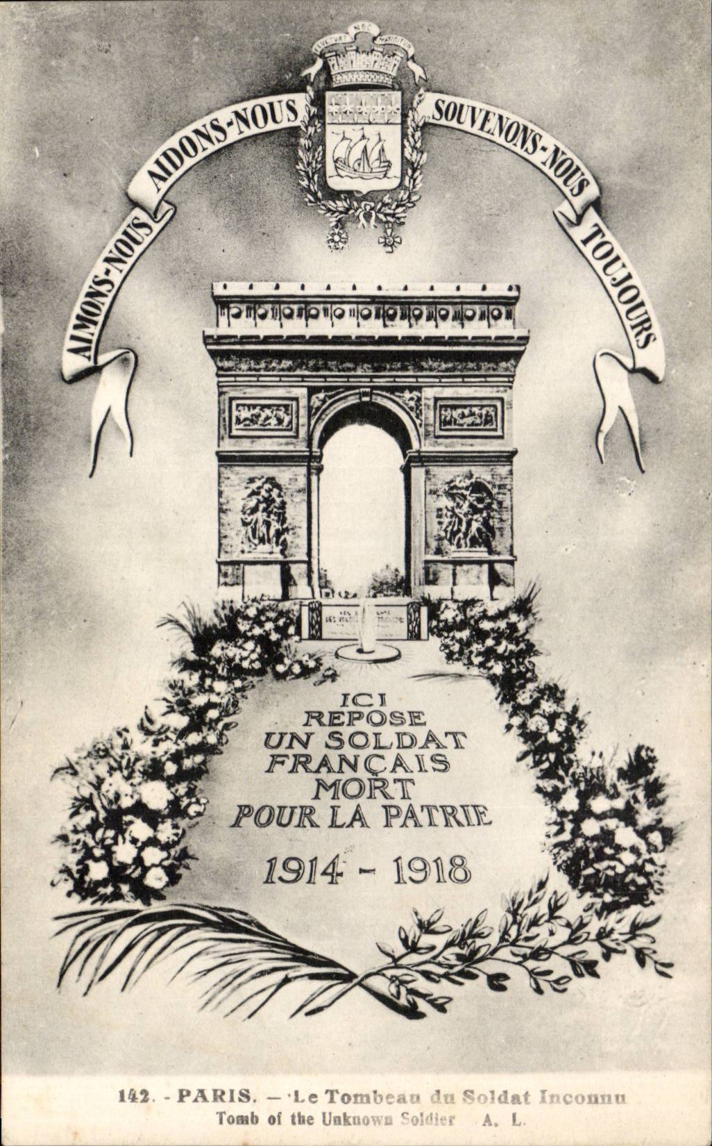 Paris - 8 - Souvenir - Arc de Triomphe - Let us like - Let us help - Remember - CPA