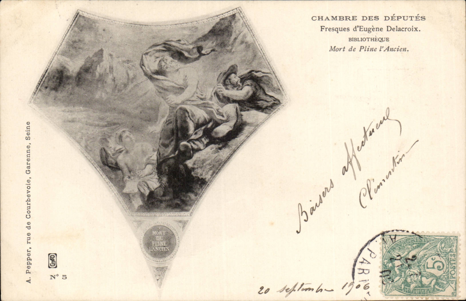 Paris - Chambre des Deputes - Fresques d'Eugene Delacroix - Mort de Pline l'Ancien - CPA 