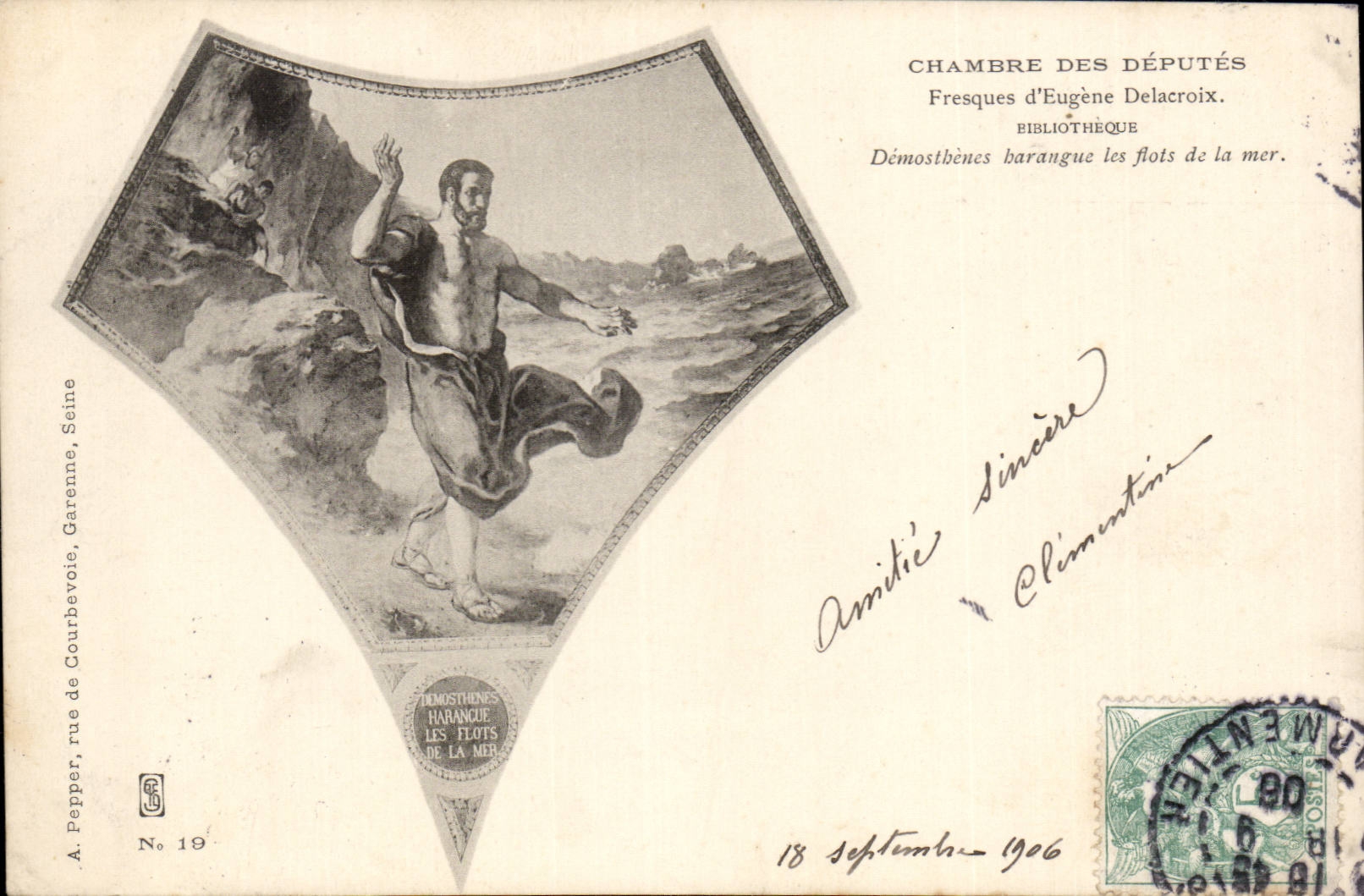 Paris - Chambre des Deputes - Fresques d'Eugene Delacroix - Bibliotheque - CPA 