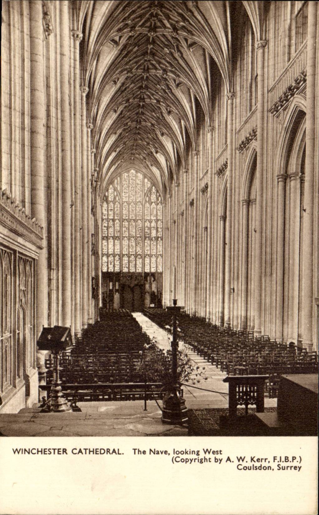 England - England - Winchester Cathedral - The Nave looking West - CPA