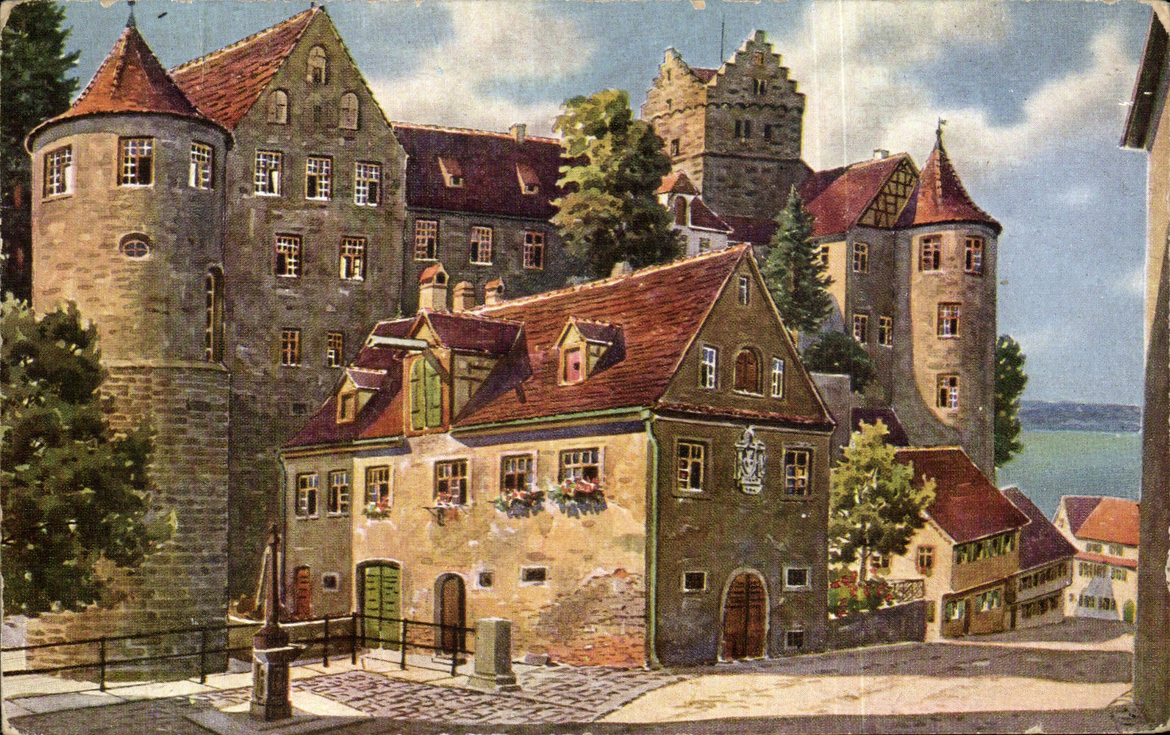 Germany - Deutschland - Meersburg - Year der Steige und Westseite of Schlosses CPA