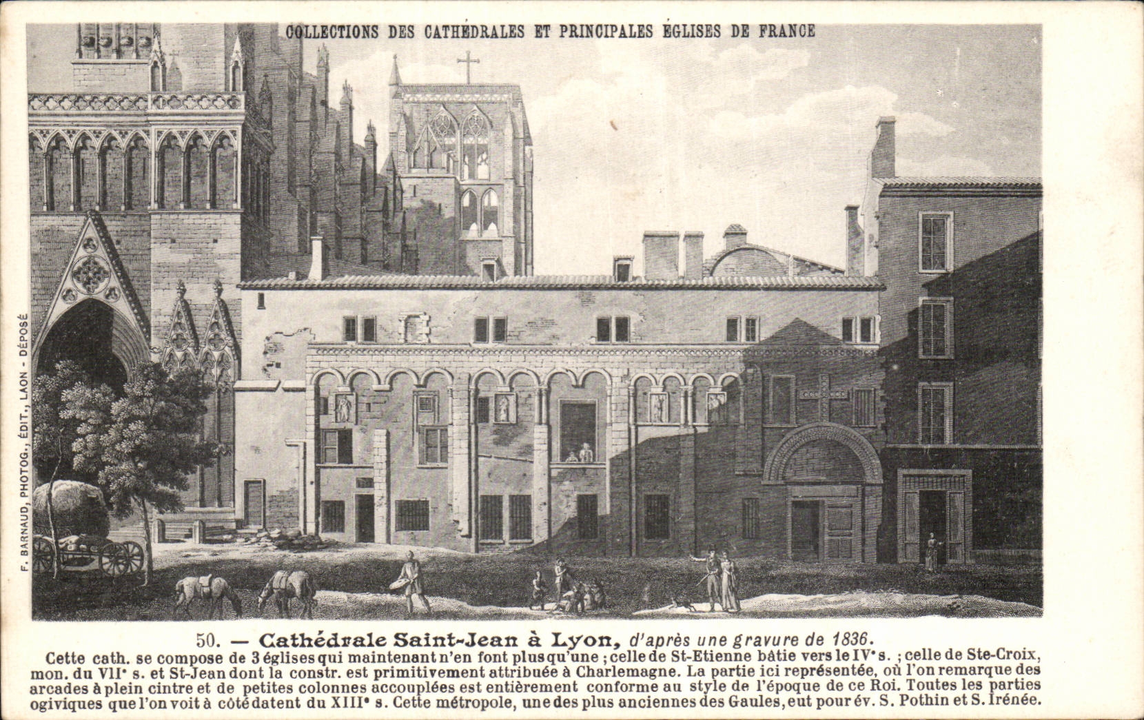 CPA Lyon Cathedral Saint Jean according to an engraving of 1836