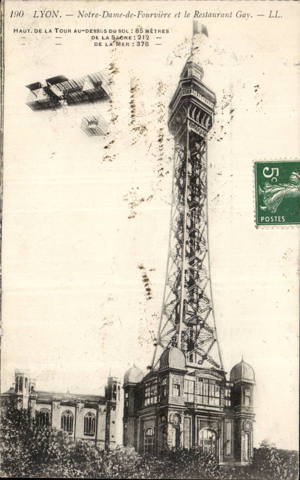 CPA Lyon Notre Dame de Fourviere and the Gay restaurant Plane Airplane