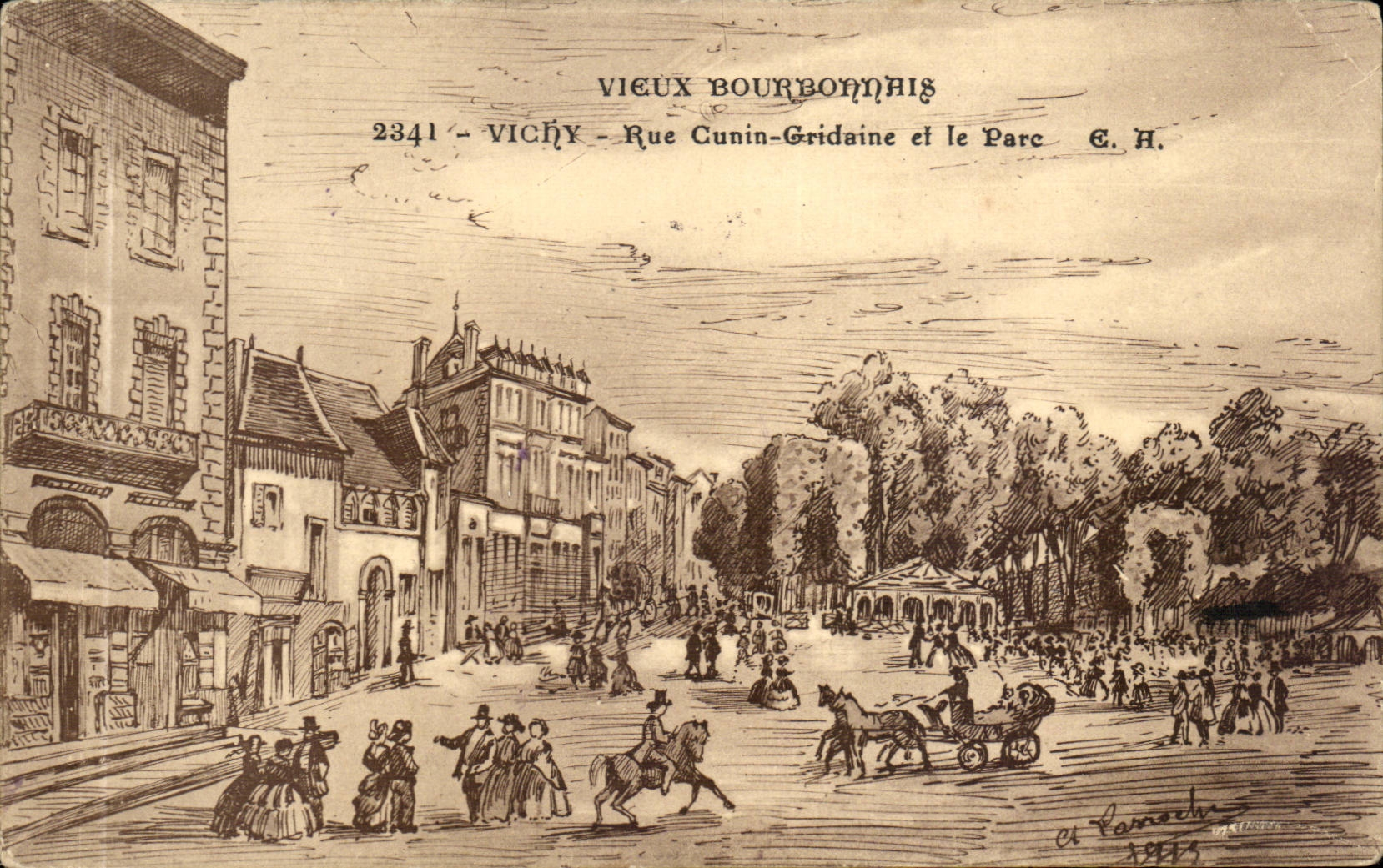 Vichy - Vieux Bourbonnais - Rue Cunin Gridaine et le Parc - CPA 
