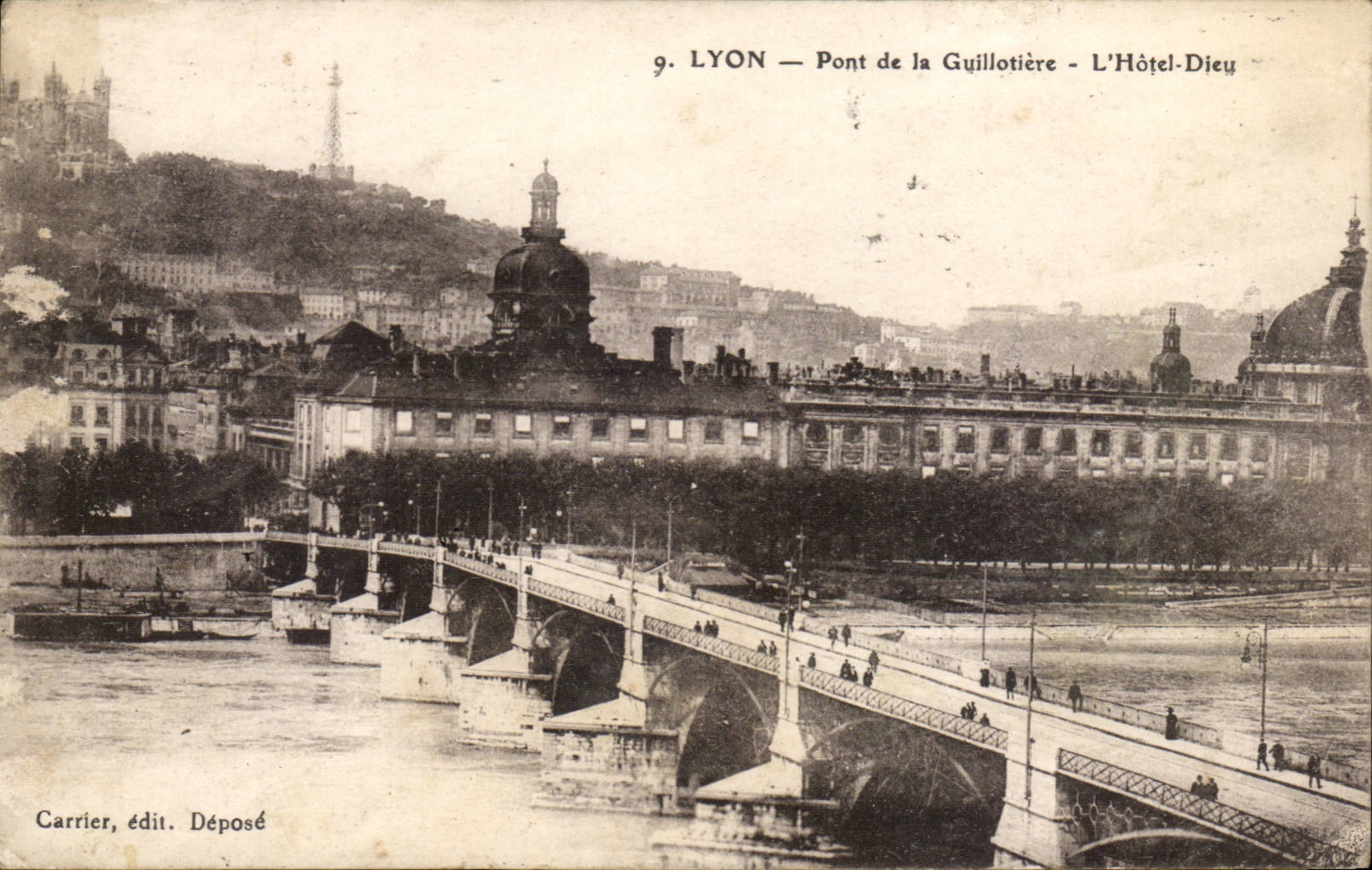 Lyon - Brucke von Guillotiere - der Hotel-Gott - CPA