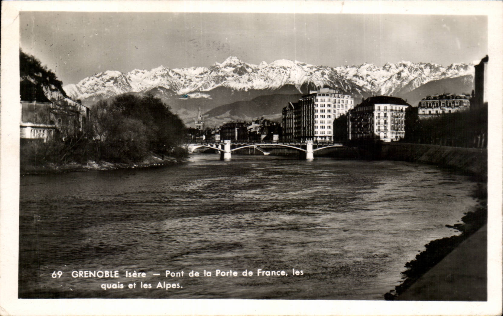 Grenoble - Bridge of the Gate of France - Quays and the Alps - CPA